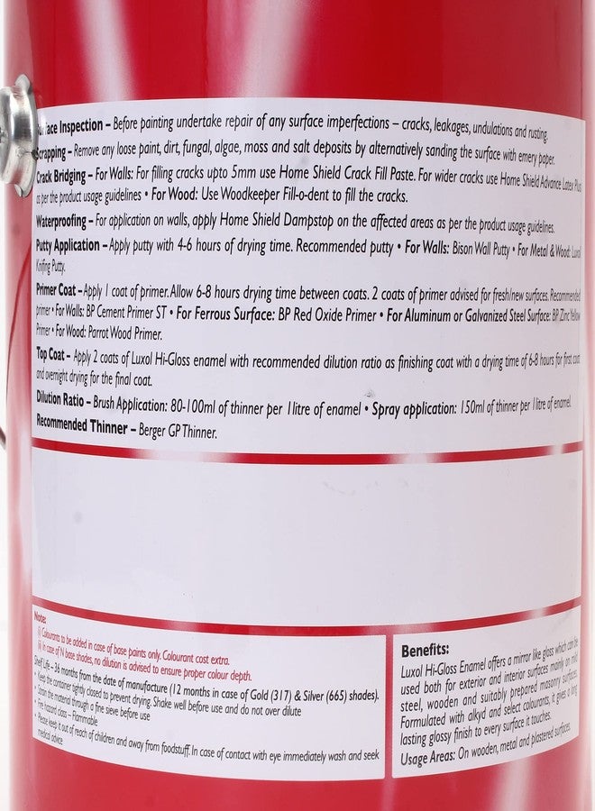 بيرجر طلاء بيرجر لوكسول عالي اللمعان | بني شاحنة | 4 لترات بلمسة نهائية تشبه المرآة | طلاء زيتي متين وقوي للخشب والمعادن والبناء | للاستخدام الداخلي والخارجي | مقاوم للعوامل الجوية | معتمد من Green Pro - Image 4